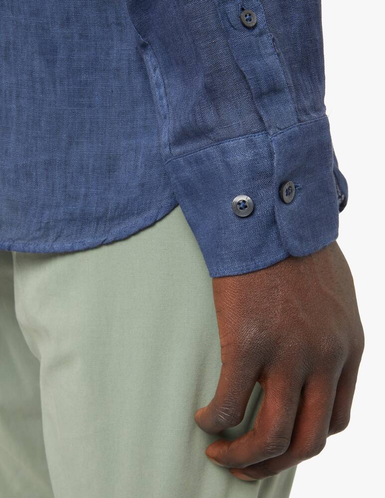 rinascente 120% Lino Fade linen slim shirt - blue