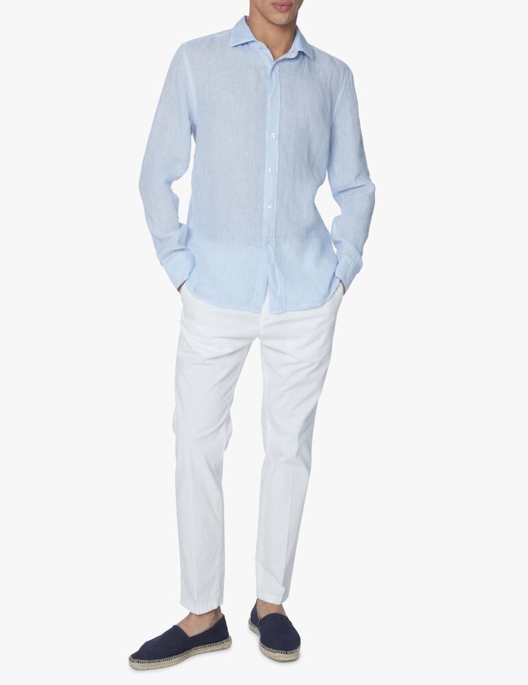 rinascente 120% Lino Fade linen slim shirt - light blue