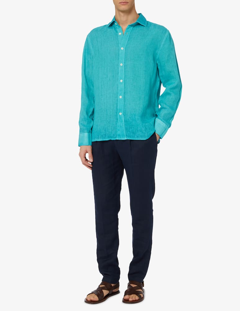 rinascente 120% Lino Long sleeve slim fit linen shirt 