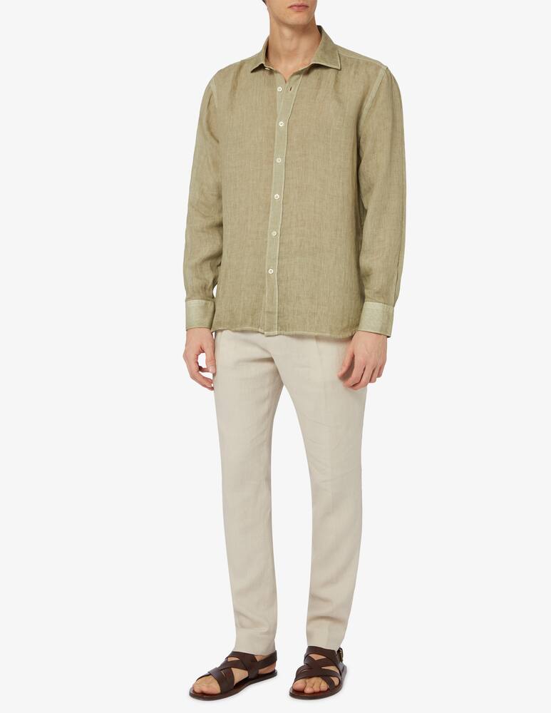 rinascente 120% Lino Long sleeve slim fit linen shirt 