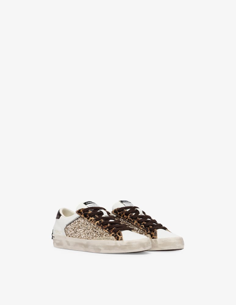 rinascente Crime London Distressed glitter leopard sneakers