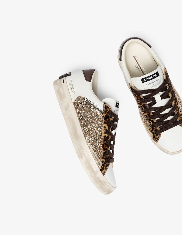 rinascente Crime London Distressed glitter leopard sneakers