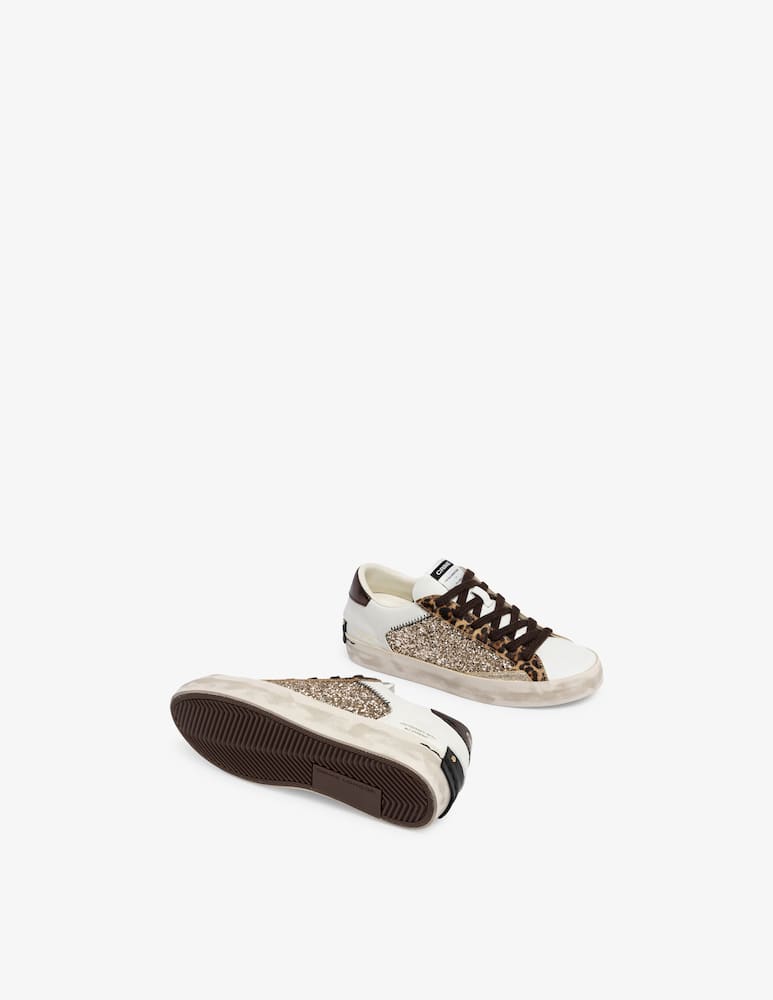 rinascente Crime London Distressed glitter leopard sneakers
