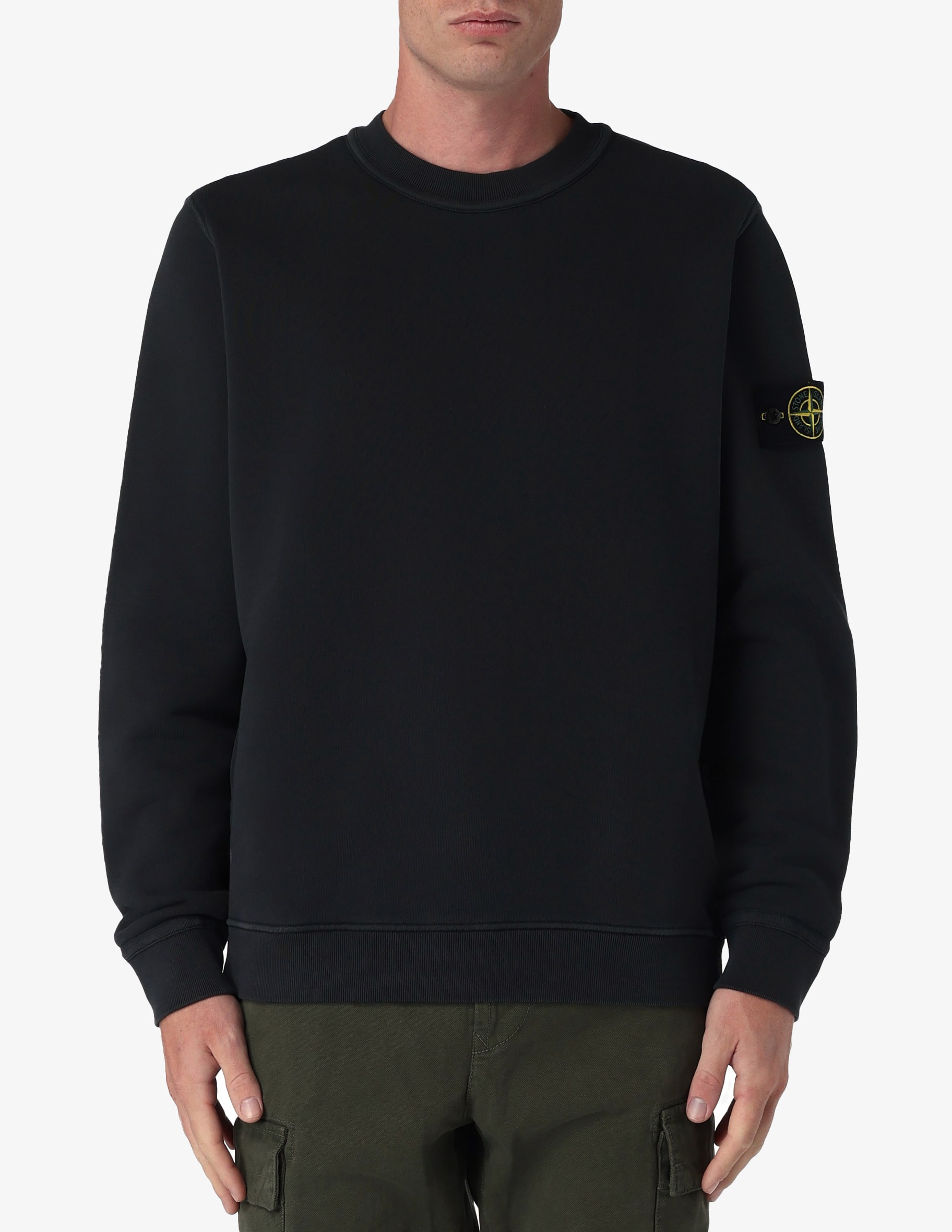 Stone Island Felpa girocollo grigio piombo con Compass 811563920/V0062