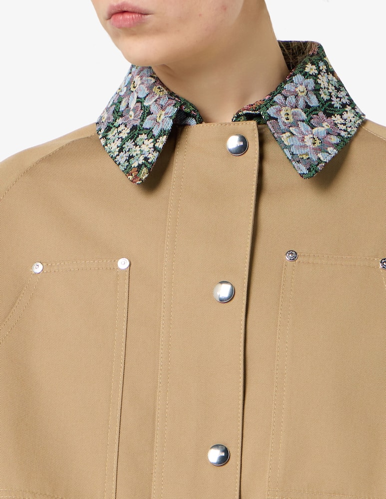 rinascente MSGM Gabardine crop jacket with floral collar