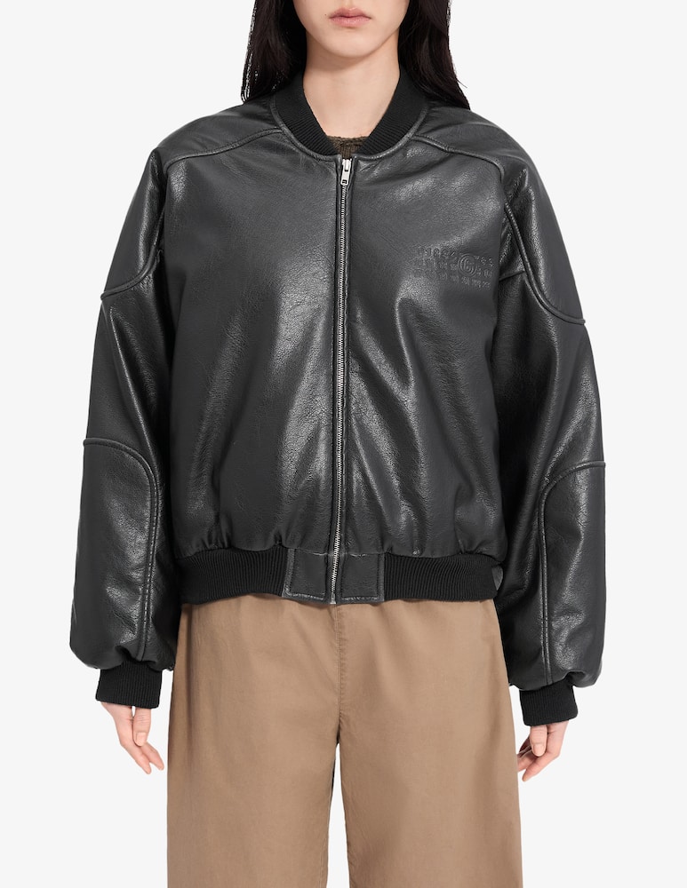 rinascente MM6 Maison Margiela Faux leather bomber jacket