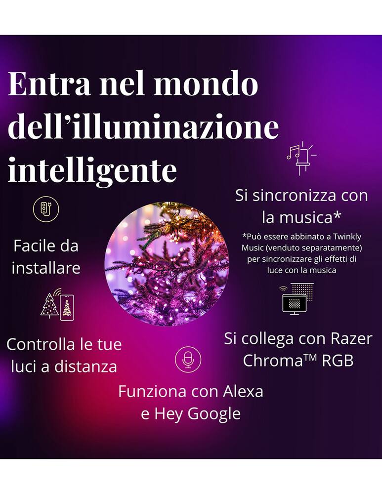 rinascente Twinkly Dots Stringa 250 Led 16 Mil. di Colori/ Bianco Caldo II Gen. - Multicolor