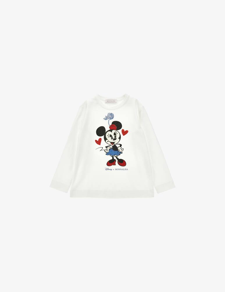 Monnalisa T-shirt a manica lugna con strass Minnie - immagine 1 Monnalisa T-shirt a manica lugna con strass Minnie - immagine 1