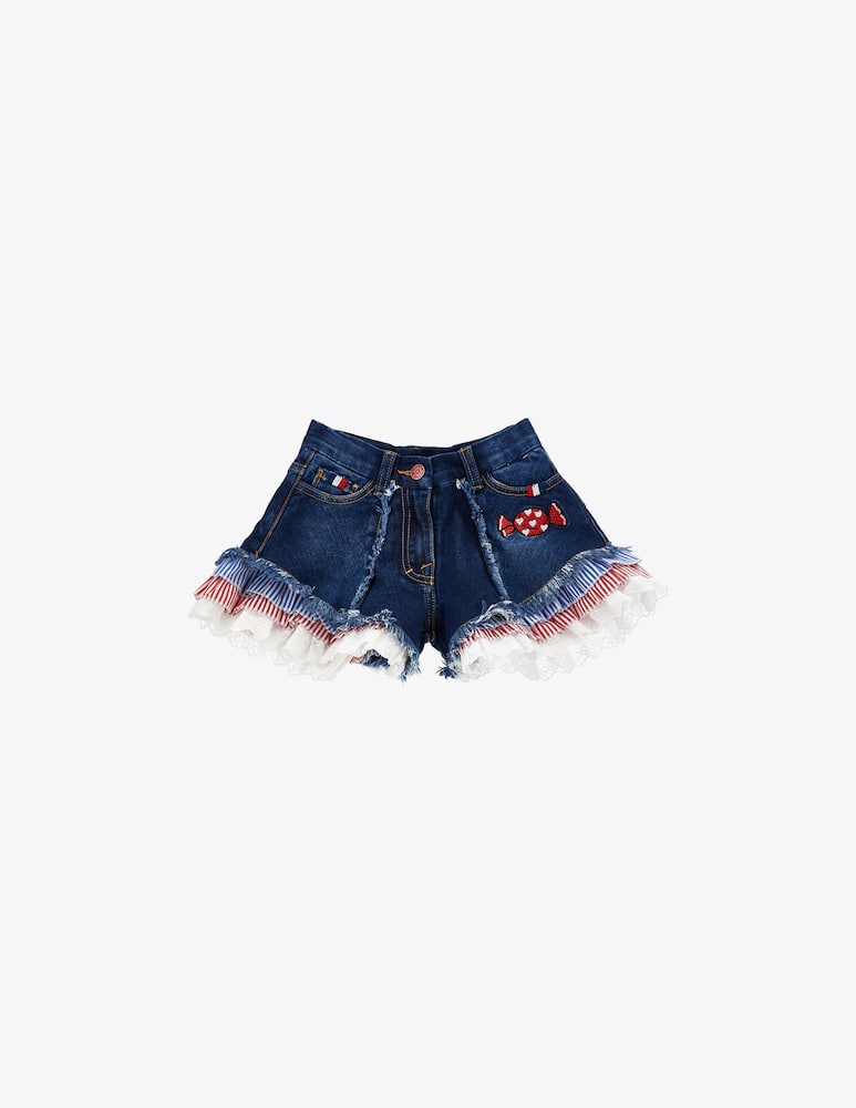 rinascente Monnalisa Shorts jeans con rouche