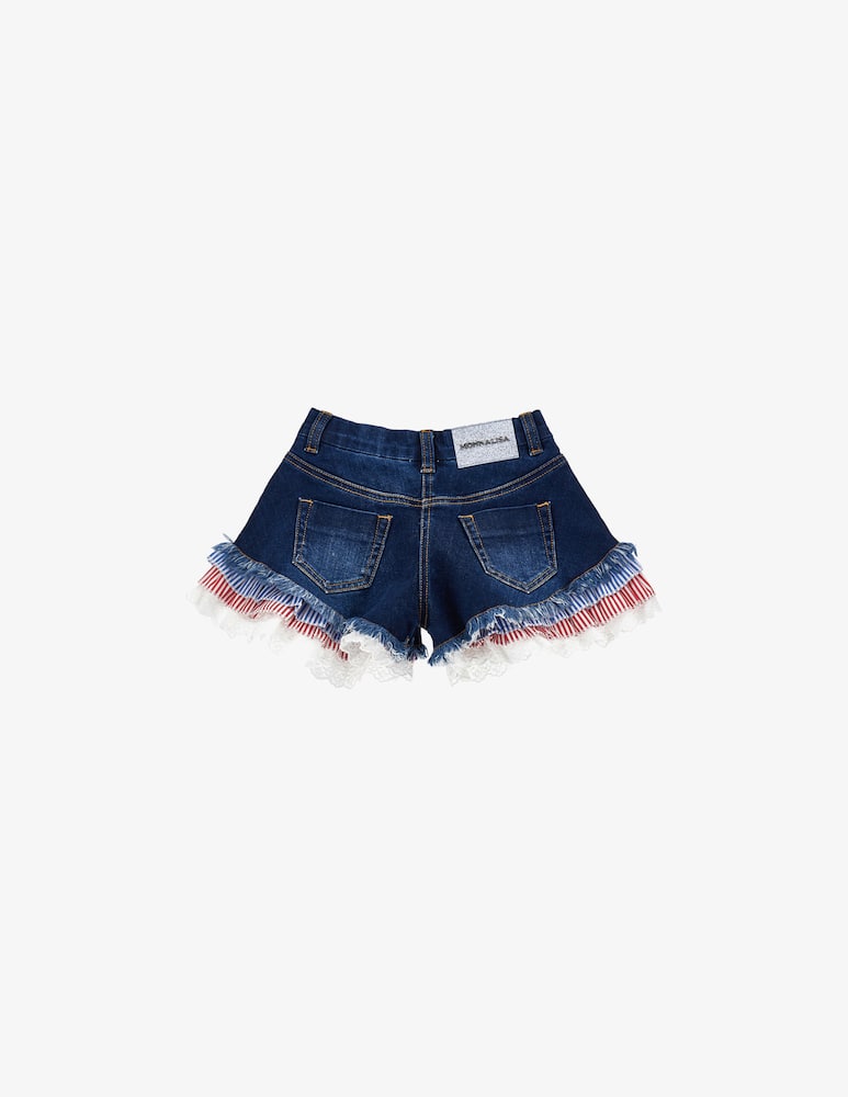 rinascente Monnalisa Shorts jeans con rouche
