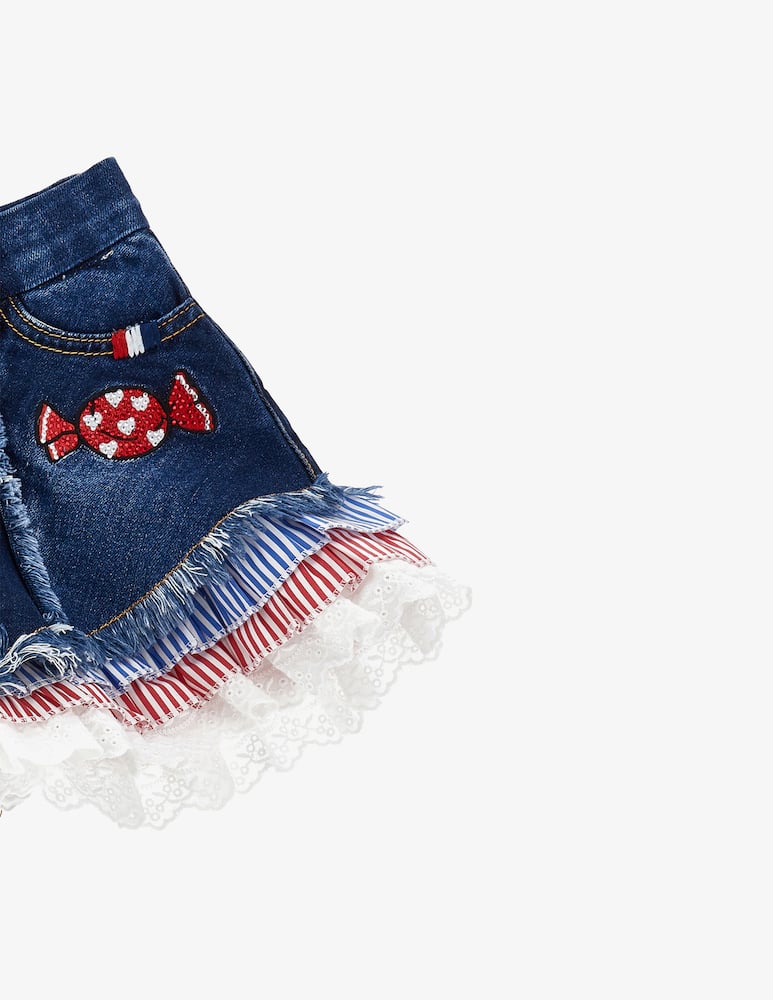 rinascente Monnalisa Shorts jeans con rouche