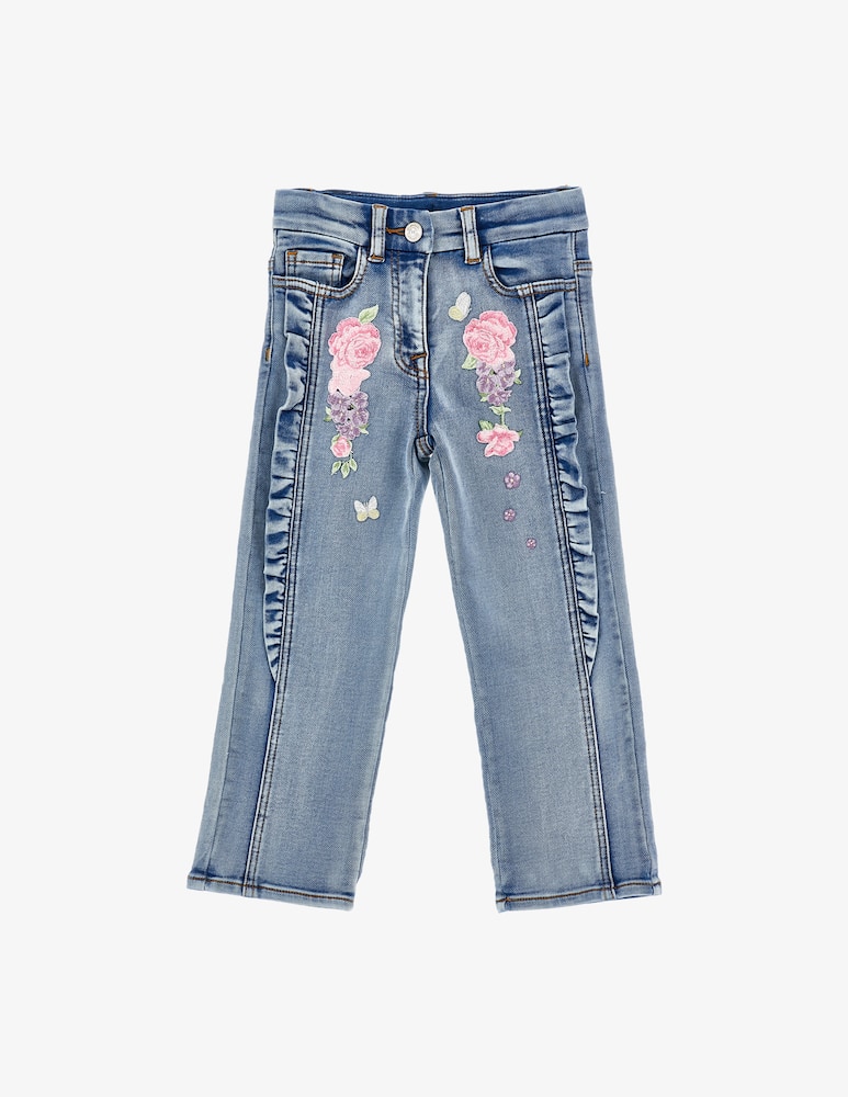 Monnalisa Floral embroidered jeans - picture 1 Monnalisa Floral embroidered jeans - picture 1