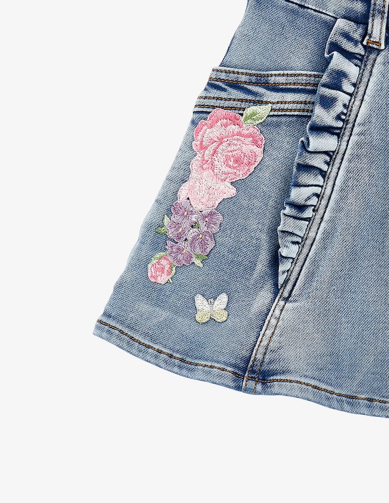 rinascente Monnalisa Floral embroidered denim skirt