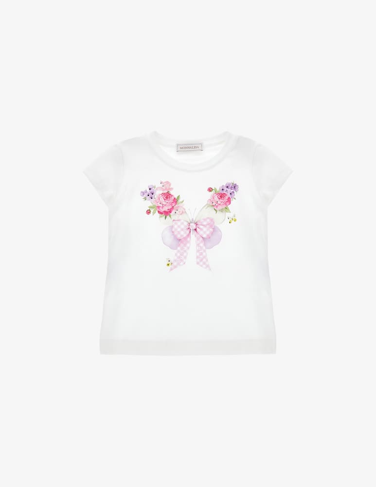 Monnalisa Butterfly floral print t-shirt - picture 1