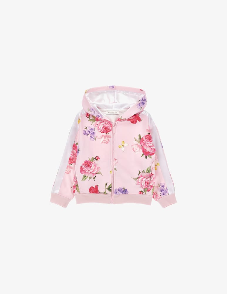 Monnalisa Felpa con cappuccio con fiori - immagine 1 Monnalisa Felpa con cappuccio con fiori - immagine 1