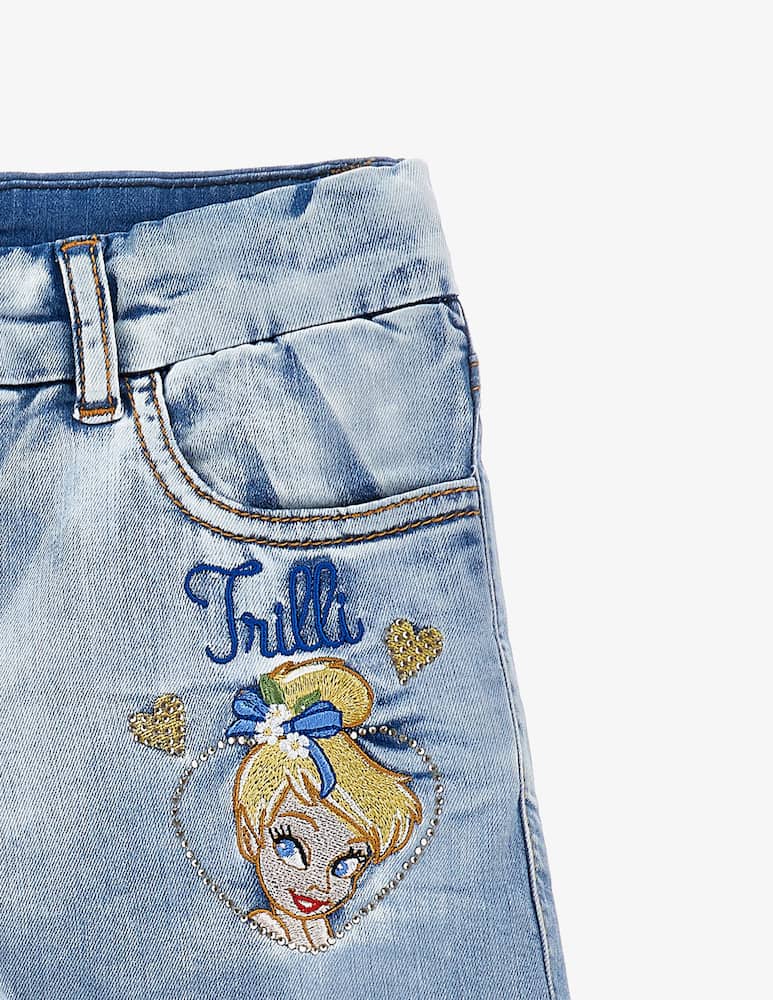 rinascente Monnalisa Trilli embroidered denim shorts