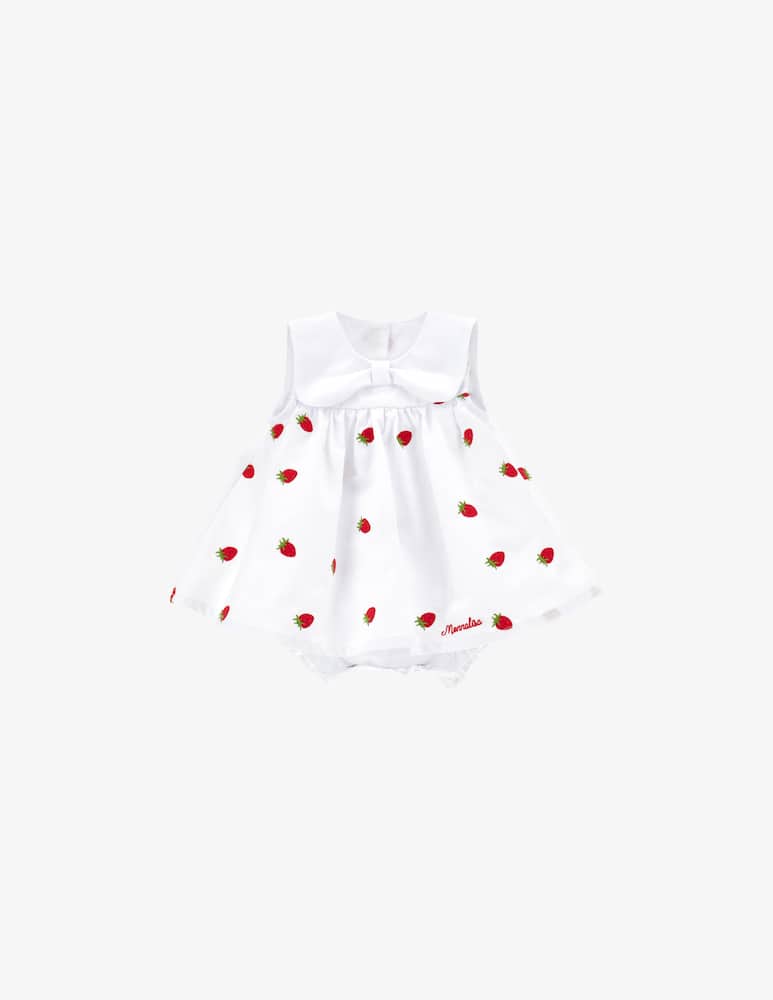 rinascente Monnalisa Strawberry poplin romper dress