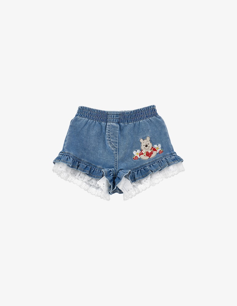 rinascente Monnalisa Denim shorts with bear embroidery