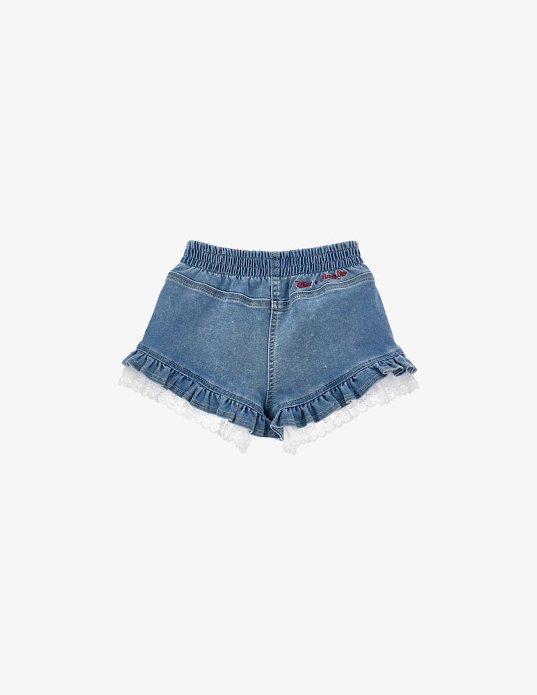 rinascente Monnalisa Denim shorts with bear embroidery
