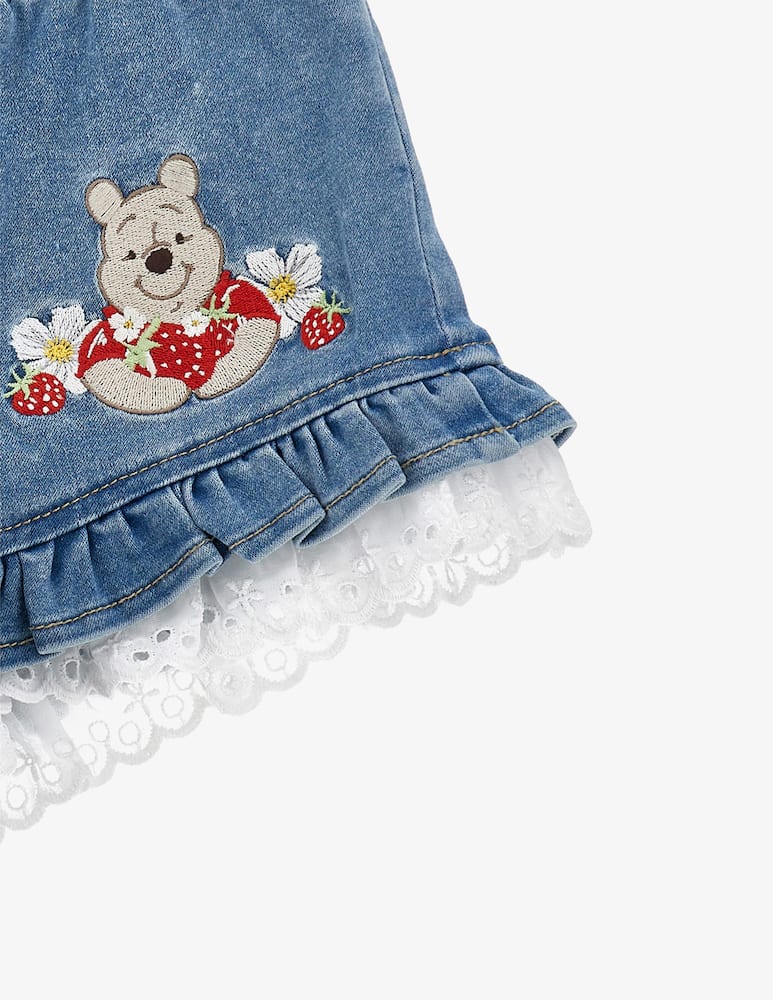 rinascente Monnalisa Denim shorts with bear embroidery