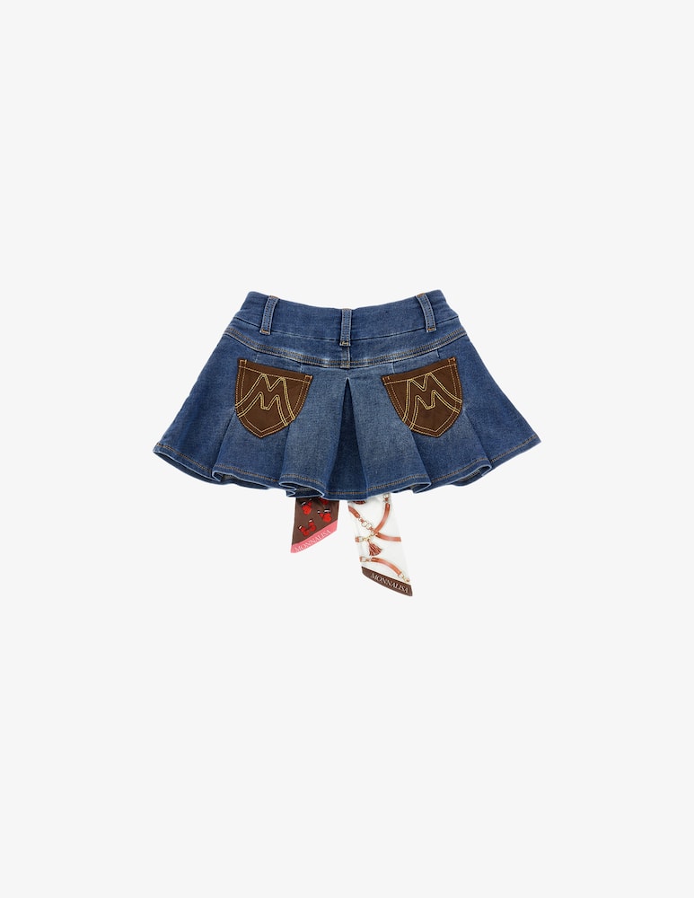 rinascente Monnalisa Denim mini skirt with scarf bow