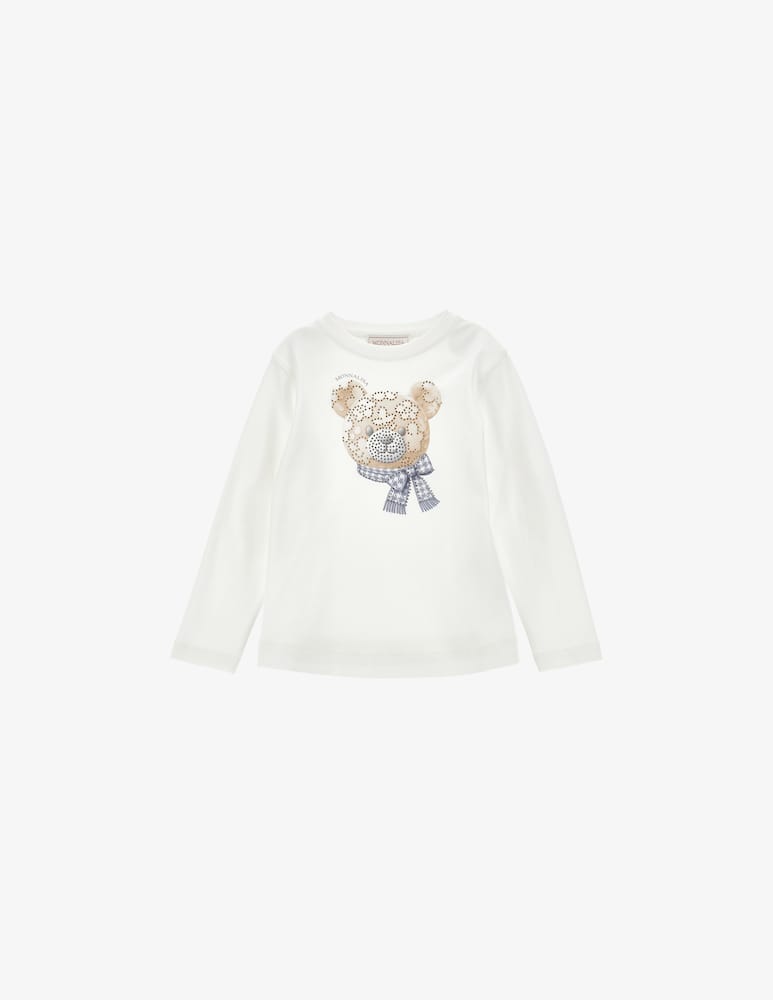 Monnalisa T-shirt regular con orso e fiore - immagine 1 Monnalisa T-shirt regular con orso e fiore - immagine 1