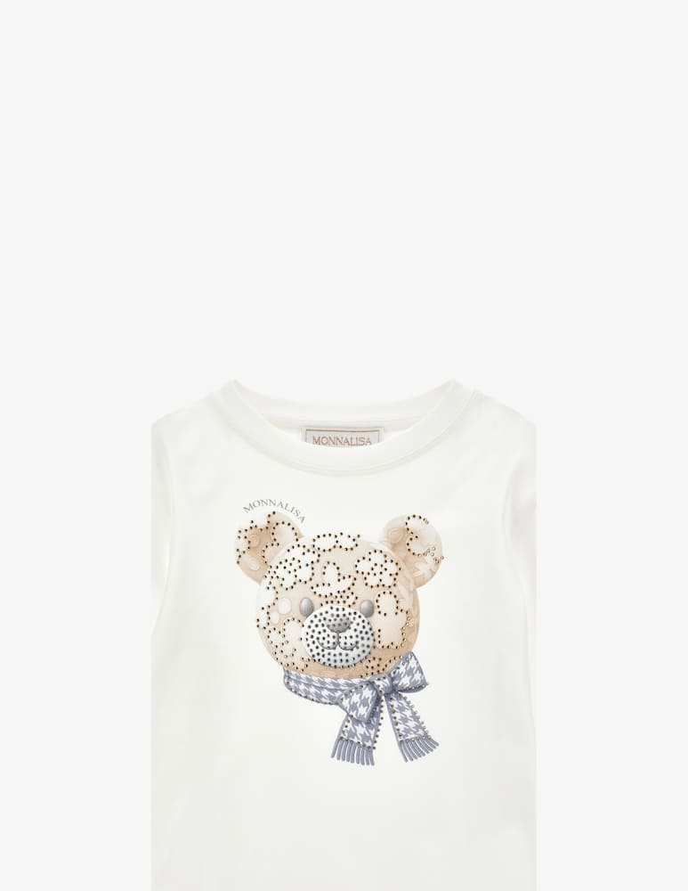 Monnalisa T-shirt regular con orso e fiore - immagine 3 Monnalisa T-shirt regular con orso e fiore - immagine 3