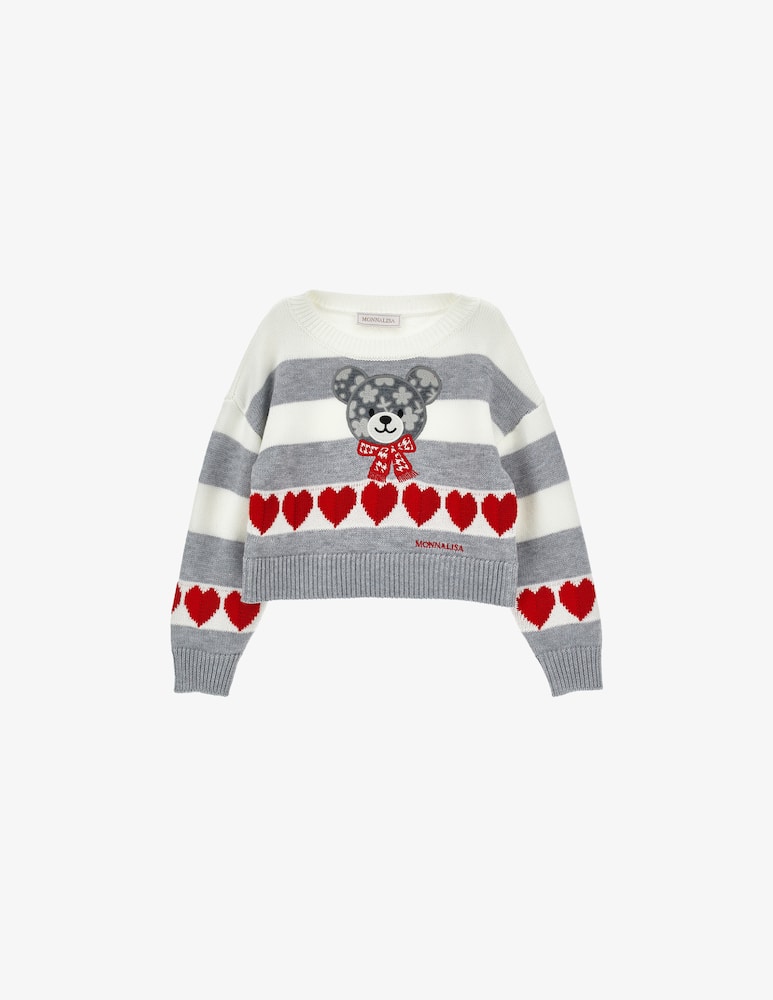 rinascente Monnalisa Bear and heart knit jumper