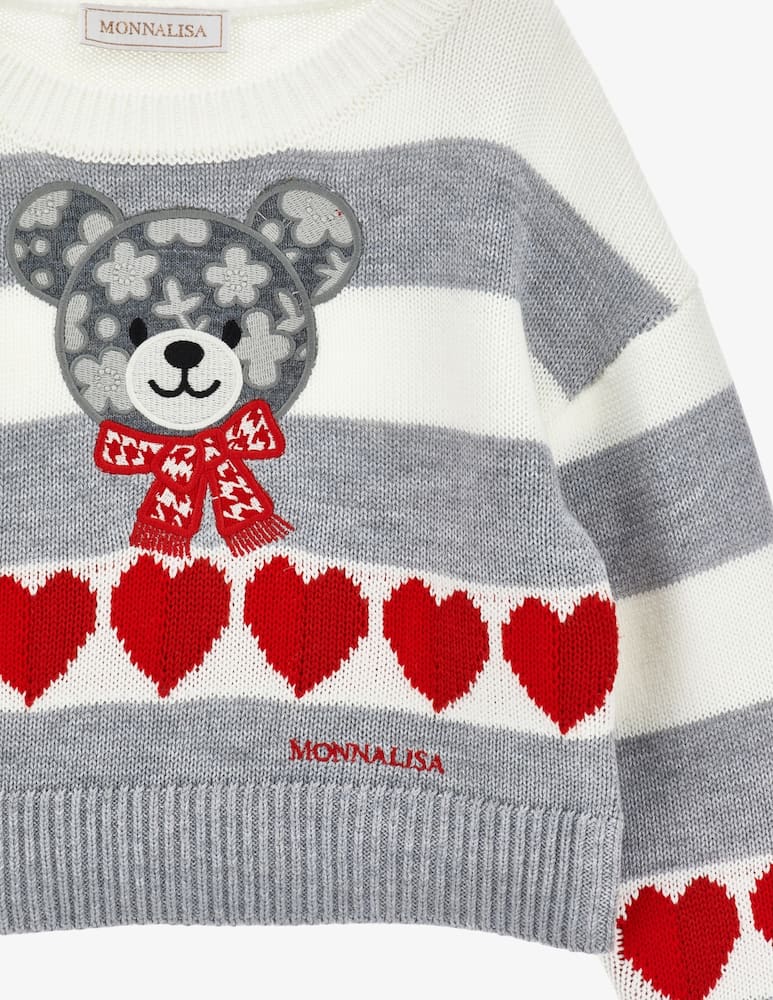rinascente Monnalisa Bear and heart knit jumper