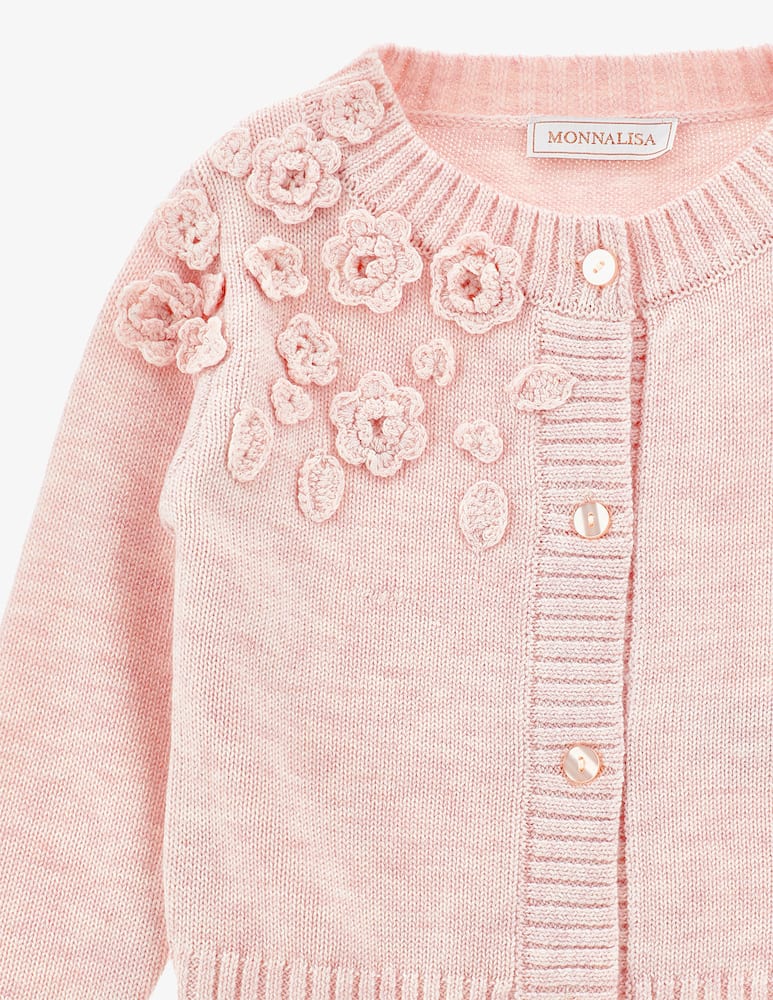Monnalisa Cardigan con fiori 3d - immagine 3 Monnalisa Cardigan con fiori 3d - immagine 3