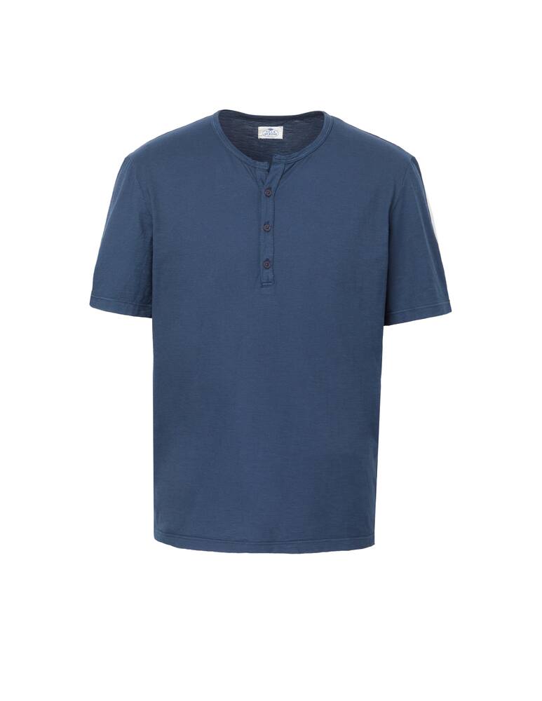 rinascente Tela Genova Maglietta manica corta serafino lavata abramo - blu