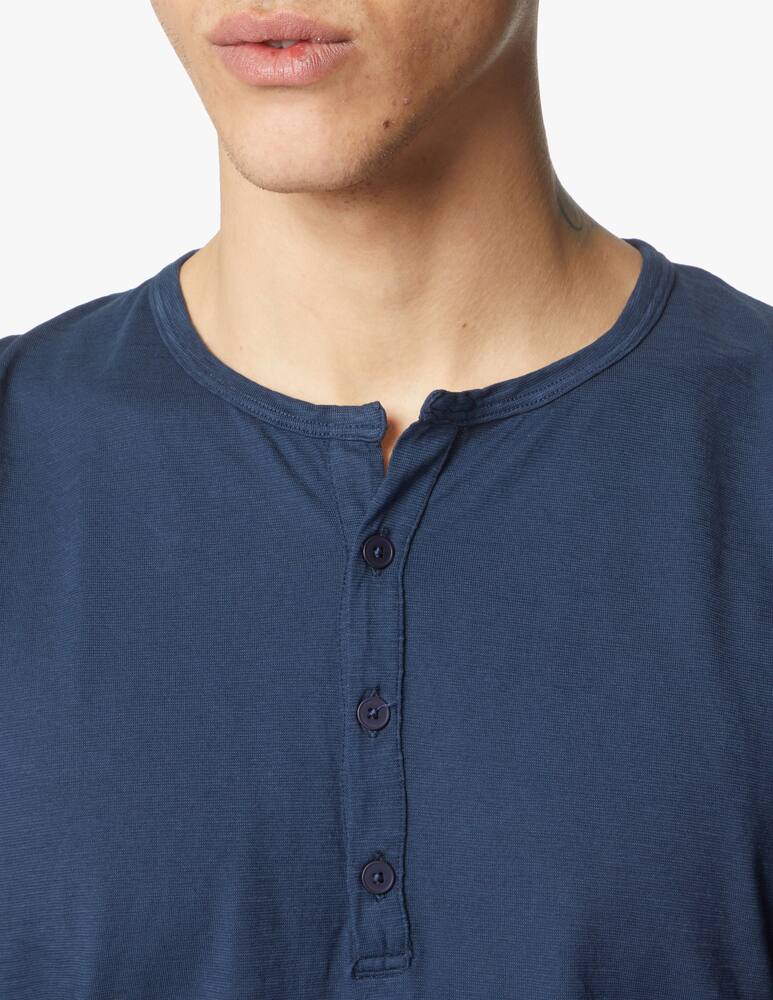 rinascente Tela Genova Maglietta manica corta serafino lavata abramo - blu