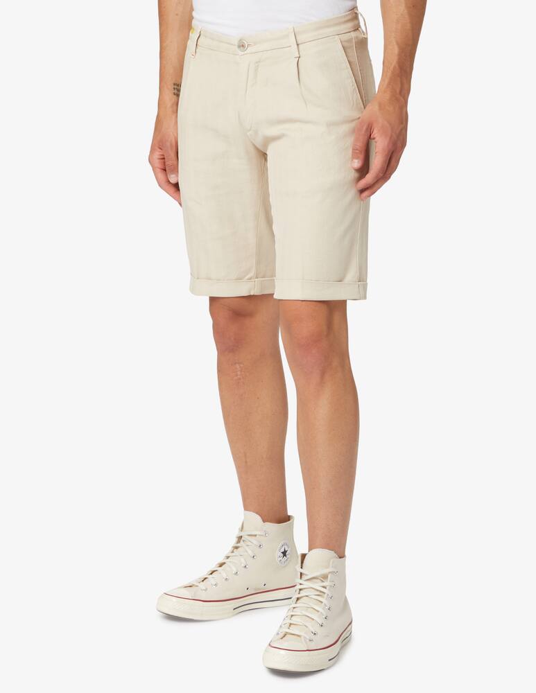 rinascente Re-HasH Herringbone linen pence mucha short - beige