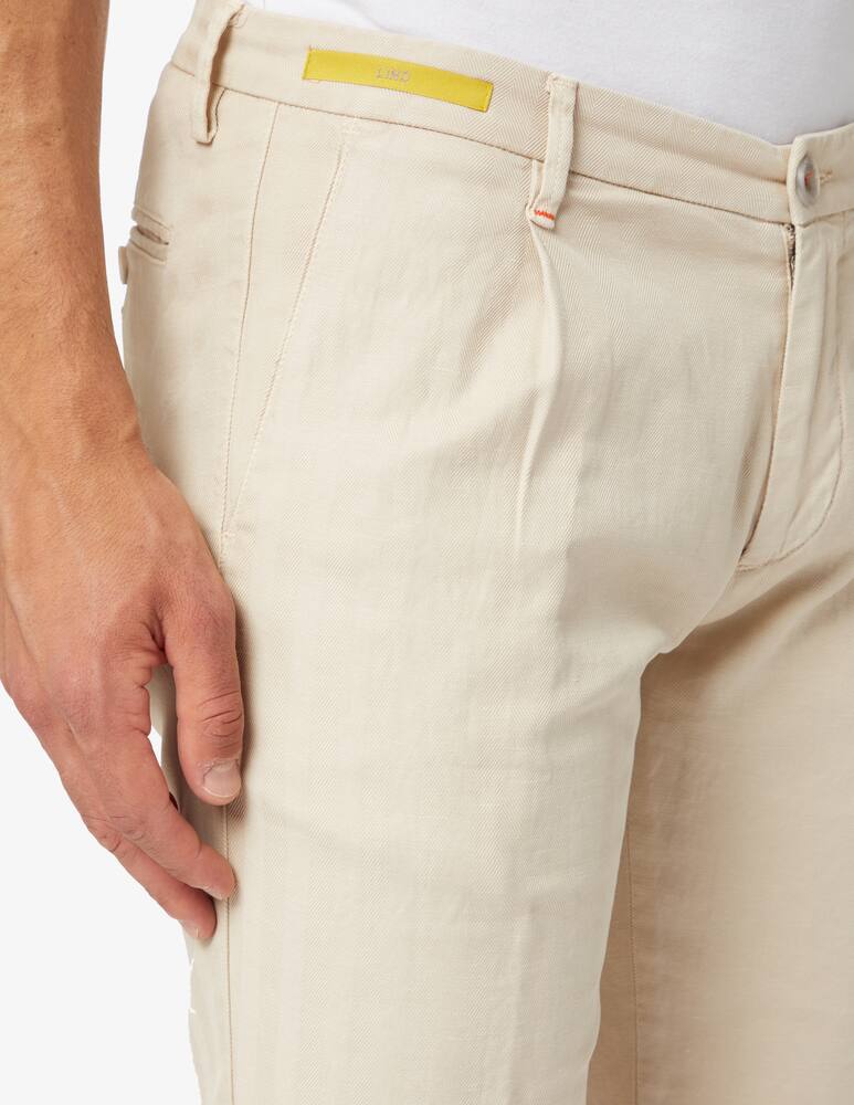 rinascente Re-HasH Herringbone linen pence mucha short - beige