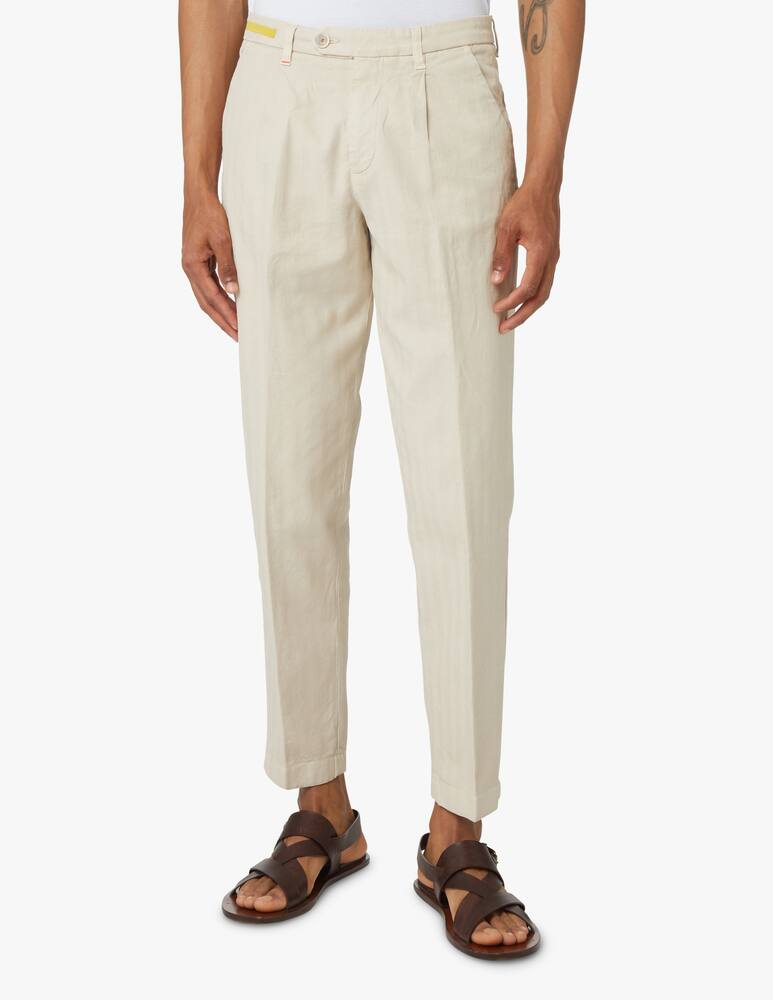 rinascente Re-HasH Pantalone marc lino chevron spigato pence - beige