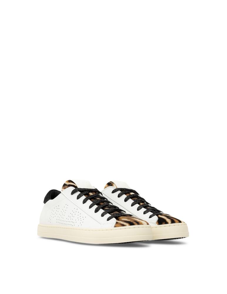 rinascente P448 Sneakers basse in pelle con linguetta leopardata John-W