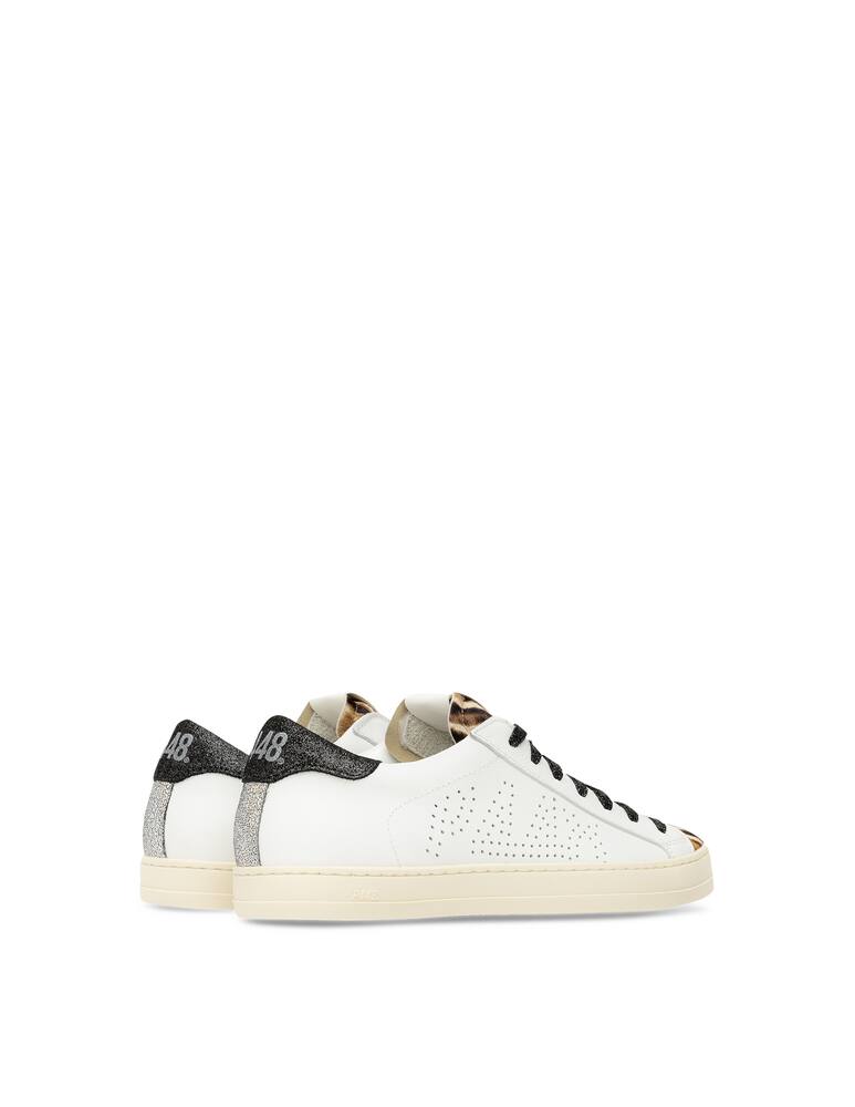 rinascente P448 Sneakers basse in pelle con linguetta leopardata John-W