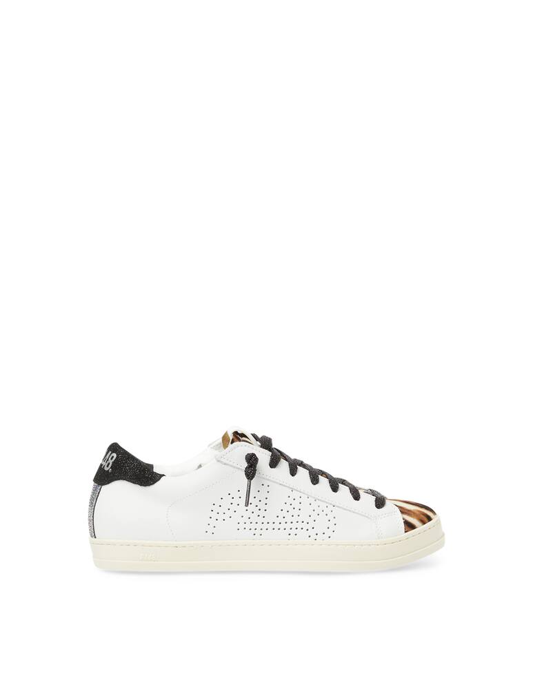 rinascente P448 Sneakers basse in pelle con linguetta leopardata John-W