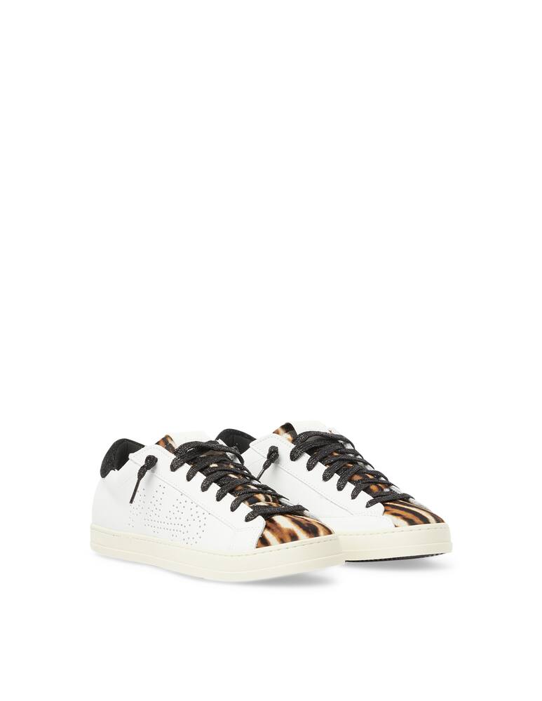 rinascente P448 Sneakers basse in pelle con linguetta leopardata John-W