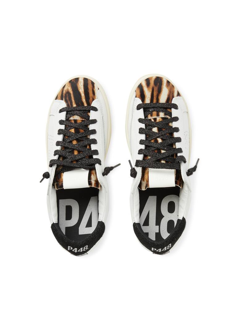 rinascente P448 Sneakers basse in pelle con linguetta leopardata John-W