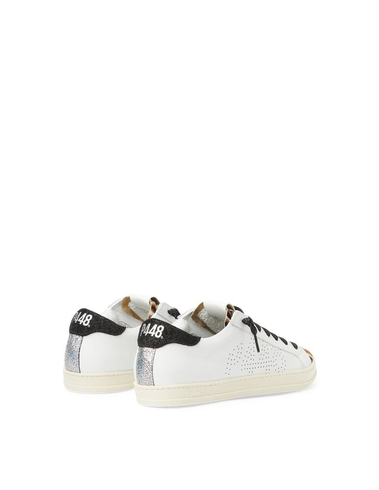 rinascente P448 Sneakers basse in pelle con linguetta leopardata John-W