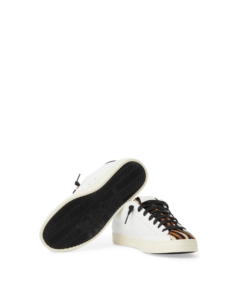rinascente P448 Sneakers basse in pelle con linguetta leopardata John-W