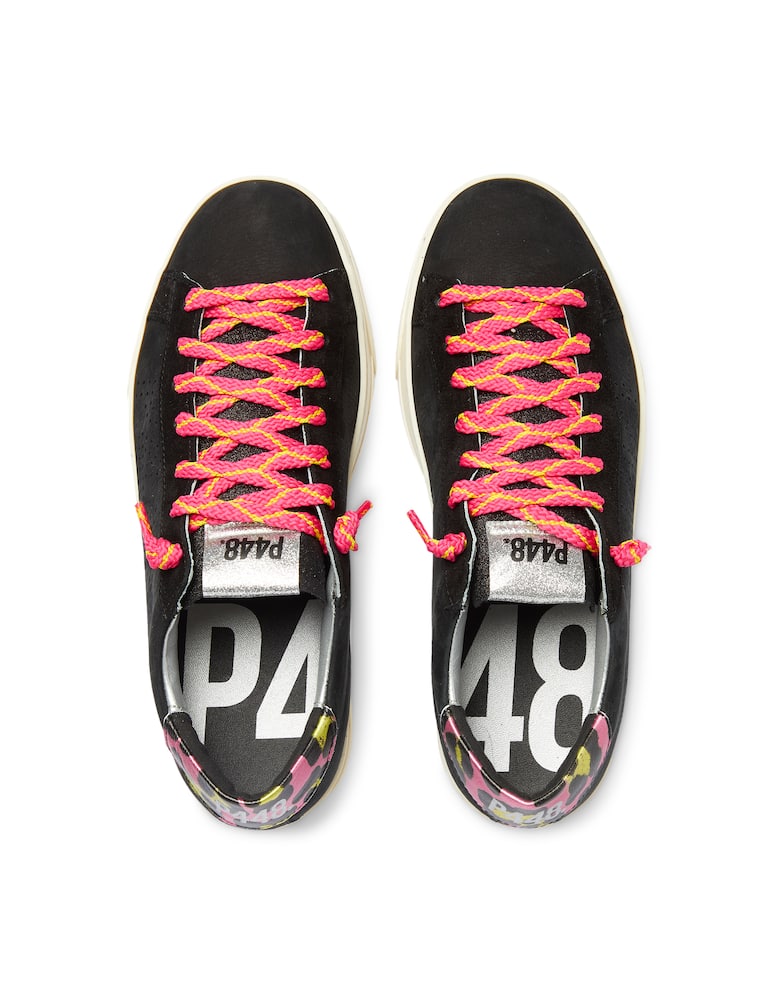 rinascente P448 Jack low top snekers leo print robe laces - black