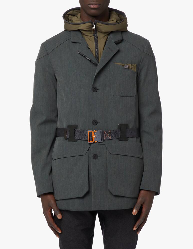 rinascente Sease Laminated virgin wool and nylon belted norfolk jacket