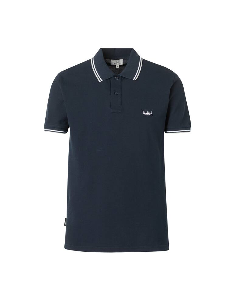 rinascente Woolrich Polo manica corta profilata e scrittina - blu