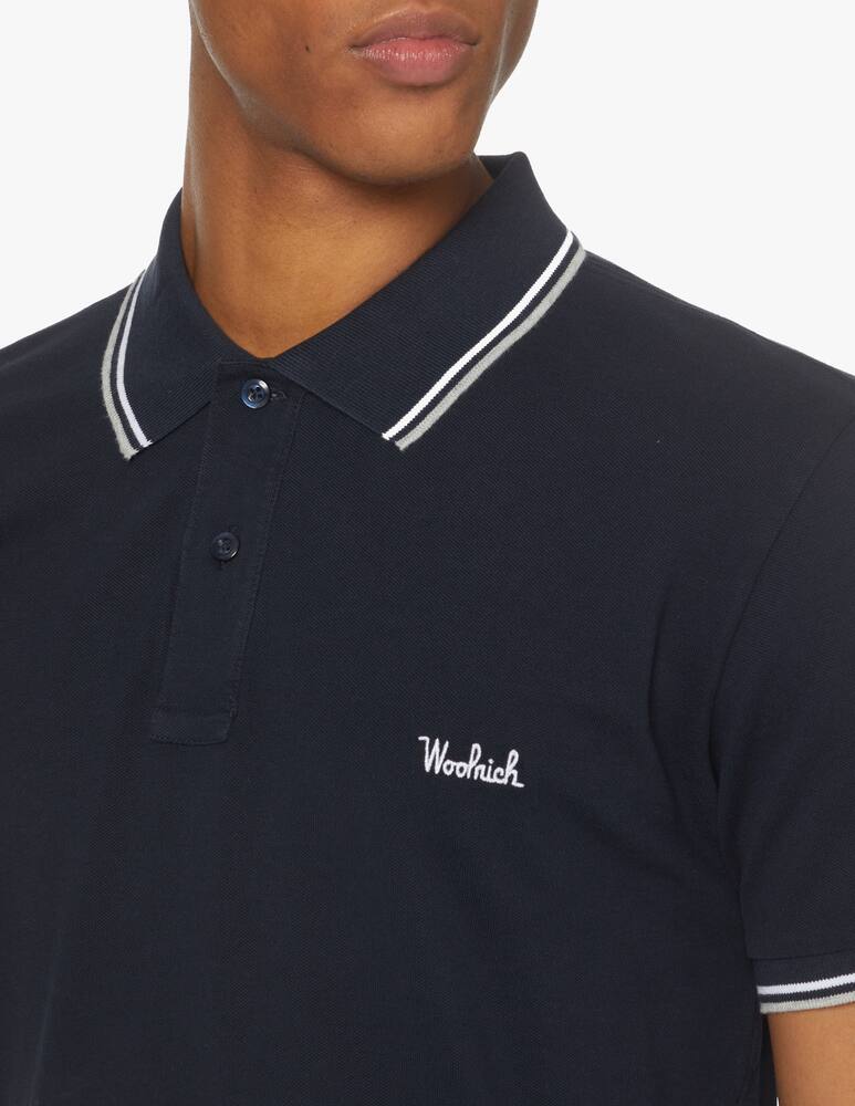 rinascente Woolrich Polo manica corta profilata e scrittina - blu