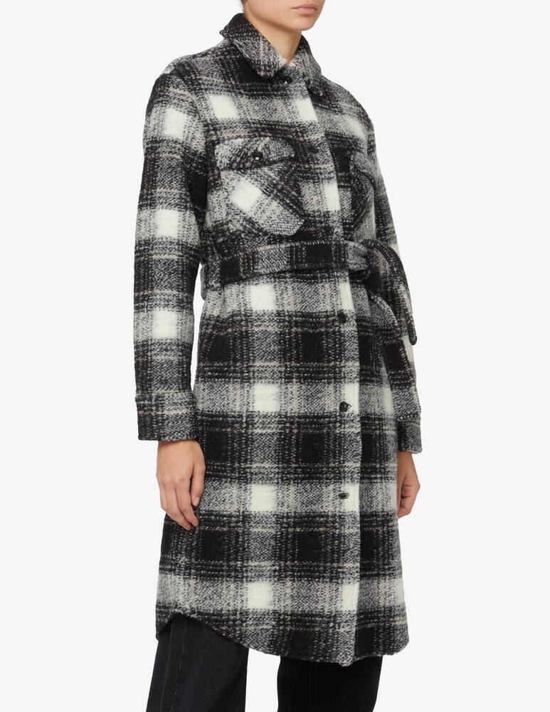 Woolrich Wool hooded maxi overshirt jacket check printed - Black - picture 1 Woolrich Wool hooded maxi overshirt jacket check printed - Black - picture 1