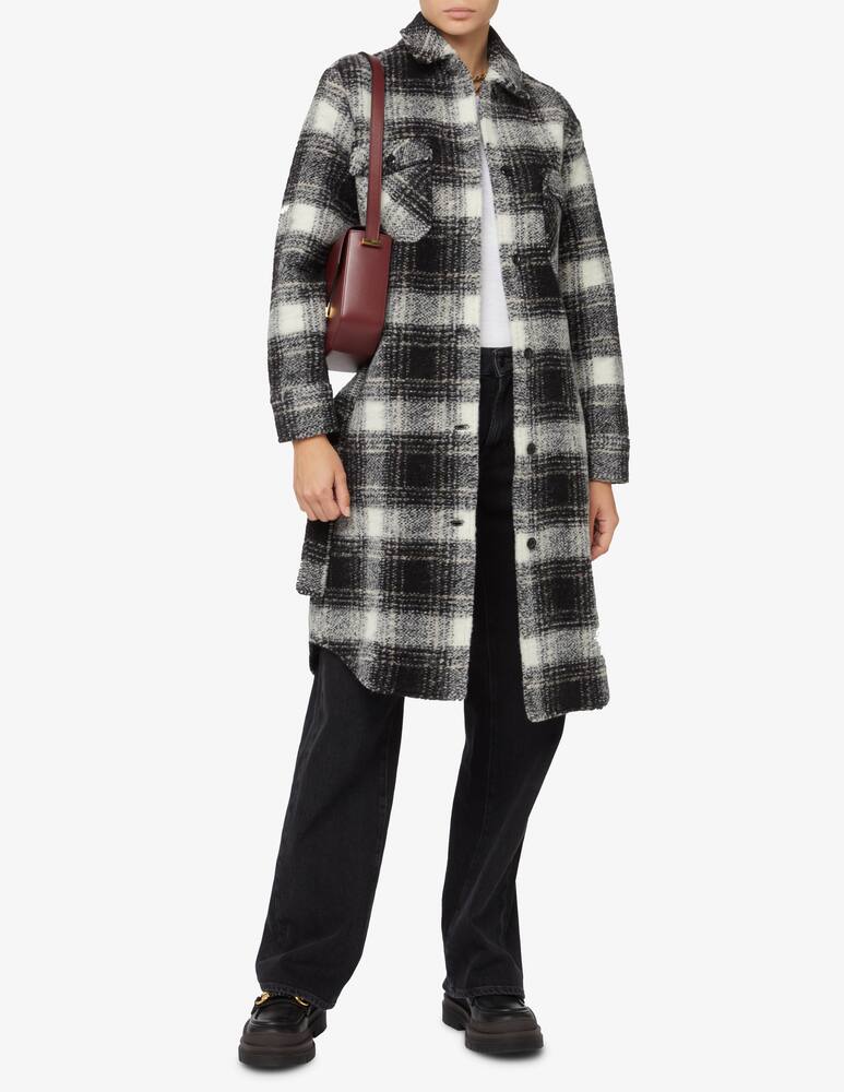 Woolrich Wool hooded maxi overshirt jacket check printed - Black - picture 2 Woolrich Wool hooded maxi overshirt jacket check printed - Black - picture 2