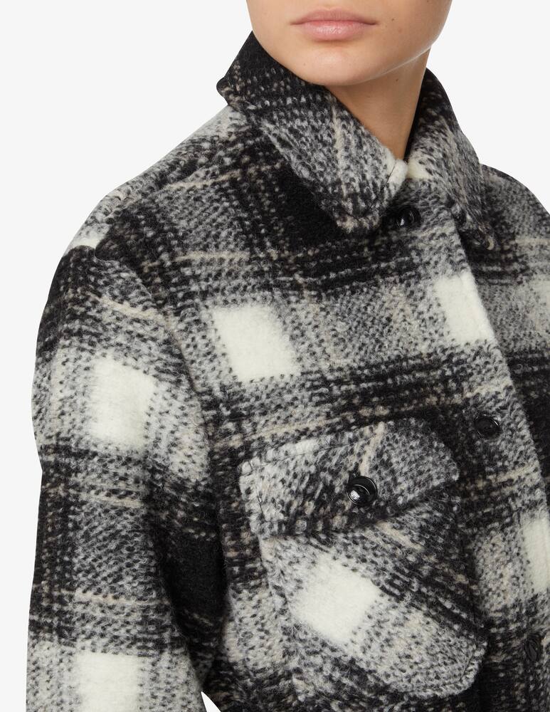 Woolrich Wool hooded maxi overshirt jacket check printed - Black - picture 4 Woolrich Wool hooded maxi overshirt jacket check printed - Black - picture 4