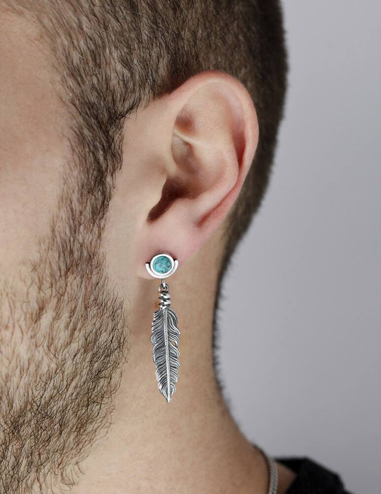 NOVE25 Earring singolo piuma aquila turchese - picture 2 NOVE25 Earring singolo piuma aquila turchese - picture 2